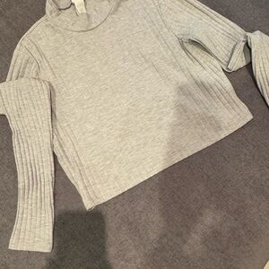 H&M Light Gray Ribbed Cowl Neck Sweater